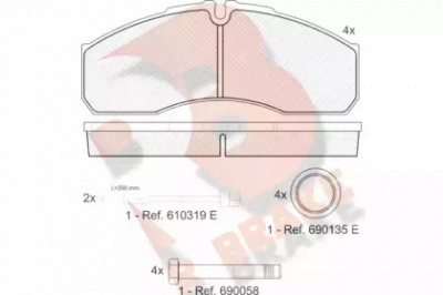 R BRAKE rb1499 -  Комплект тормозных колодок, дисковый тормоз